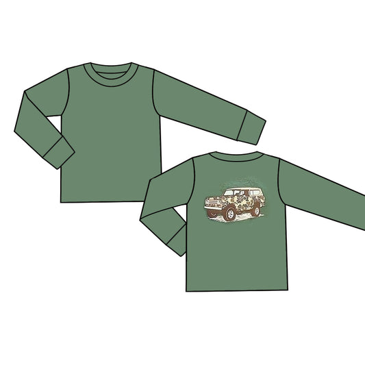 Baby Boys Green Camo Truck Long Sleeve Tee Shirts Tops Preorder