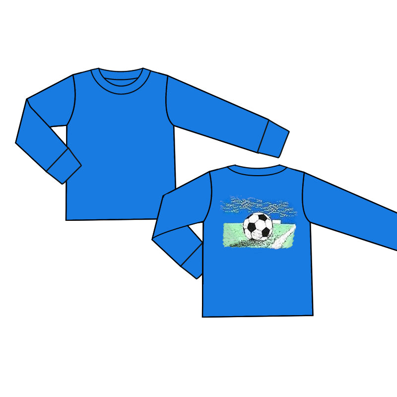 Baby Boys Blue Football Long Sleeve Tee Shirts Tops Preorder