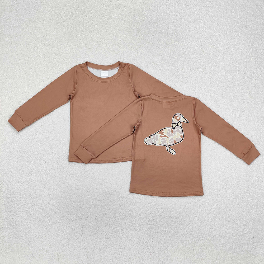 Baby Boys Brown Camo Ducks Long Sleeve Tee Shirts Tops