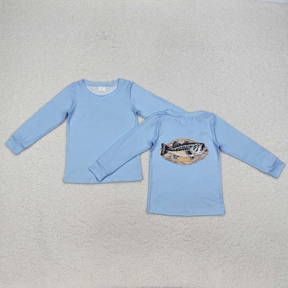 Baby Boys Blue Fishing Long Sleeve Tee Shirts Tops