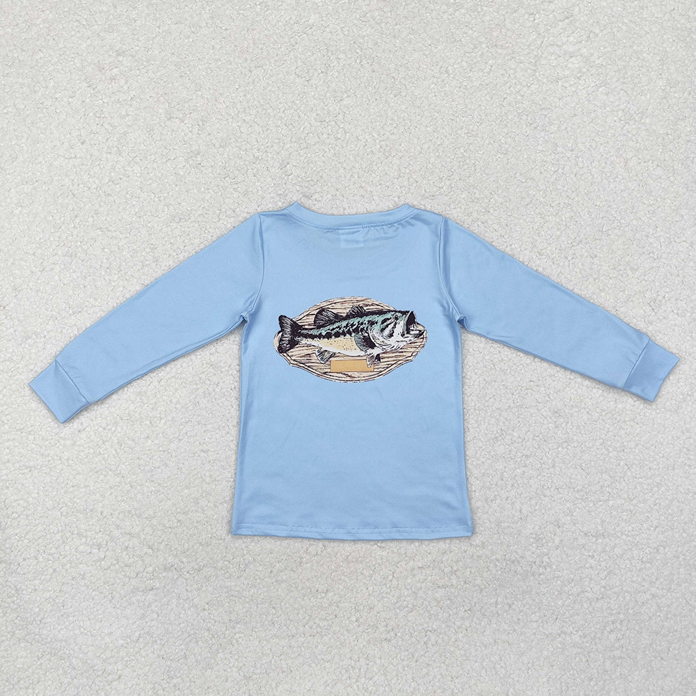 Baby Boys Blue Fishing Long Sleeve Tee Shirts Tops