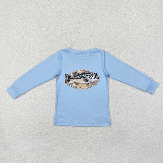 Baby Boys Blue Fishing Long Sleeve Tee Shirts Tops