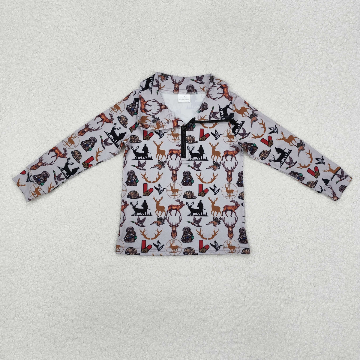 Sibling Baby Boys Long Sleeve Camo Ducks Cows Hunting Zip Pullovers Top