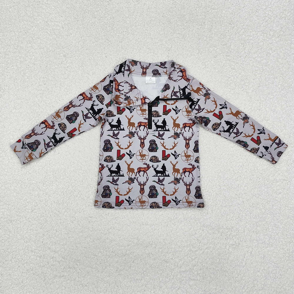 Baby Boys Dog Deer Camo Long Sleeve Zip Pullovers Tops