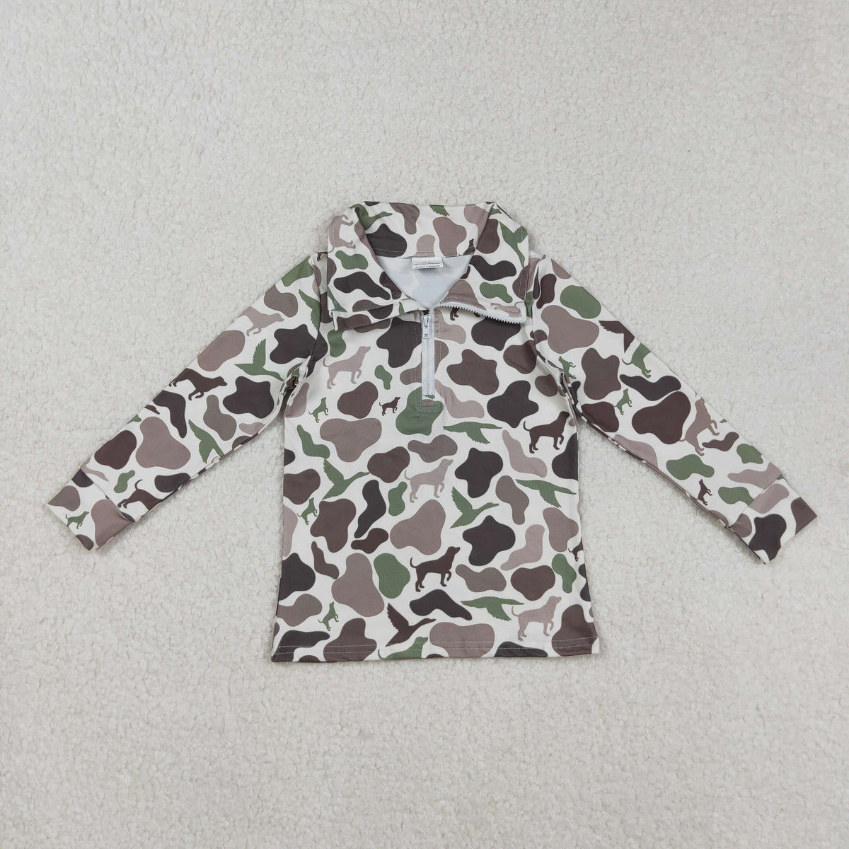 Sibling Baby Boys Long Sleeve Camo Ducks Cows Hunting Zip Pullovers Top