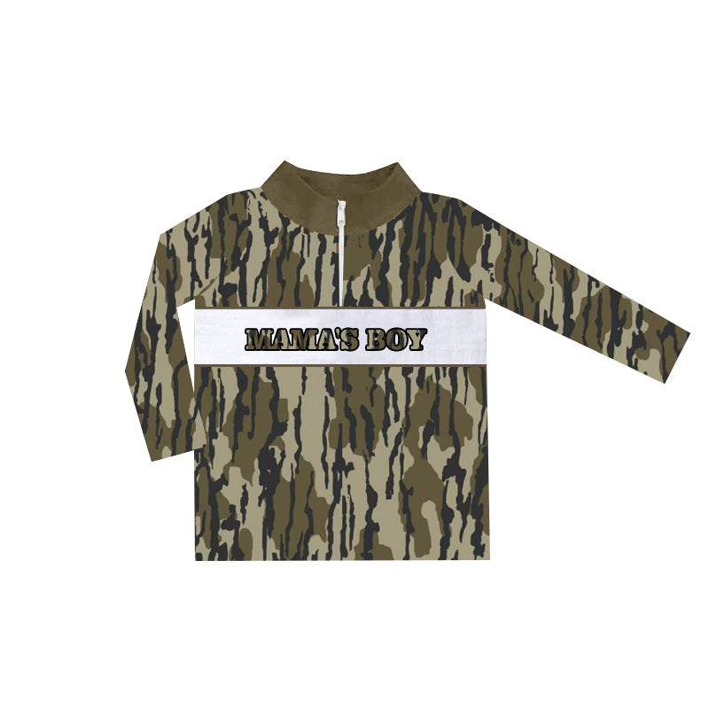 Baby Boys Bottomland Camo Mama's Boy Zip Pullovers Tops Preorder