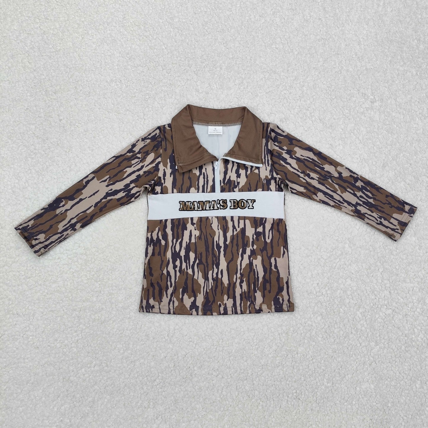 Sibling Baby Boys Western Camo Dogs Ducks Mamas Boy Zipper Pullovers Tops