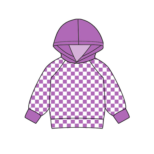 Baby Kids Toddler Purple Checkered Hooded Tops preorder