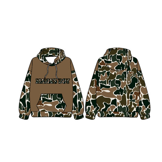 Baby Boys Mama's Boy Hunting Brown Camo Hooded Tops preorder