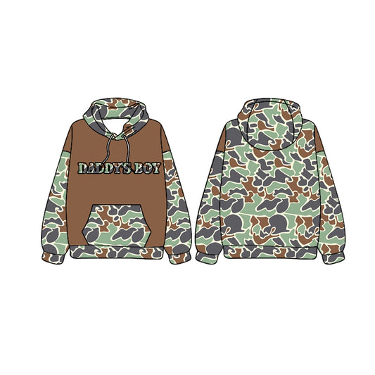 Baby Boys Daddy's Boy Hunting Dark Green Camo Hooded Tops preorder