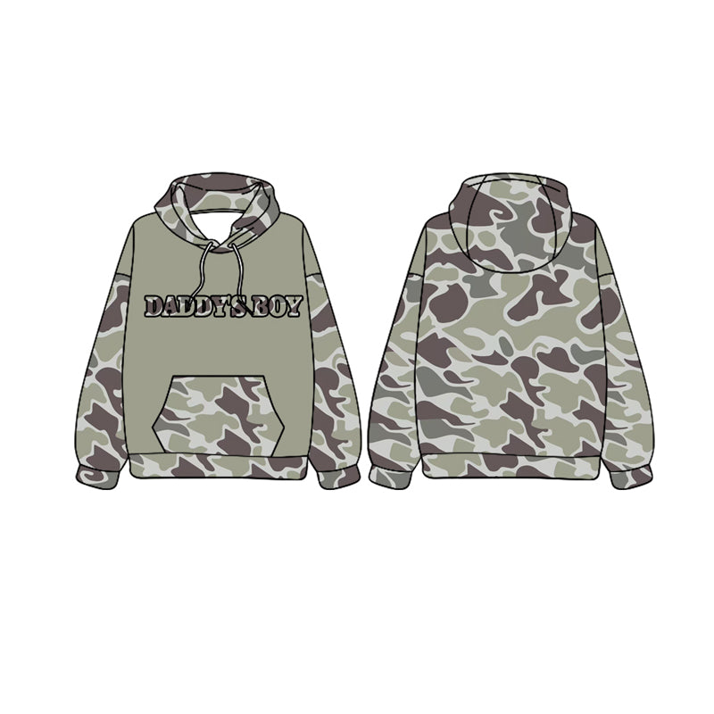 Baby Boys Daddy's Boy Hunting Green Camo Hooded Tops preorder