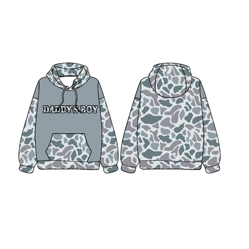 Baby Boys Daddy's Boy Hunting Grey Camo Hooded Tops preorder