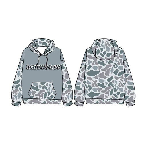 Baby Boys Daddy's Boy Hunting Grey Camo Hooded Tops preorder