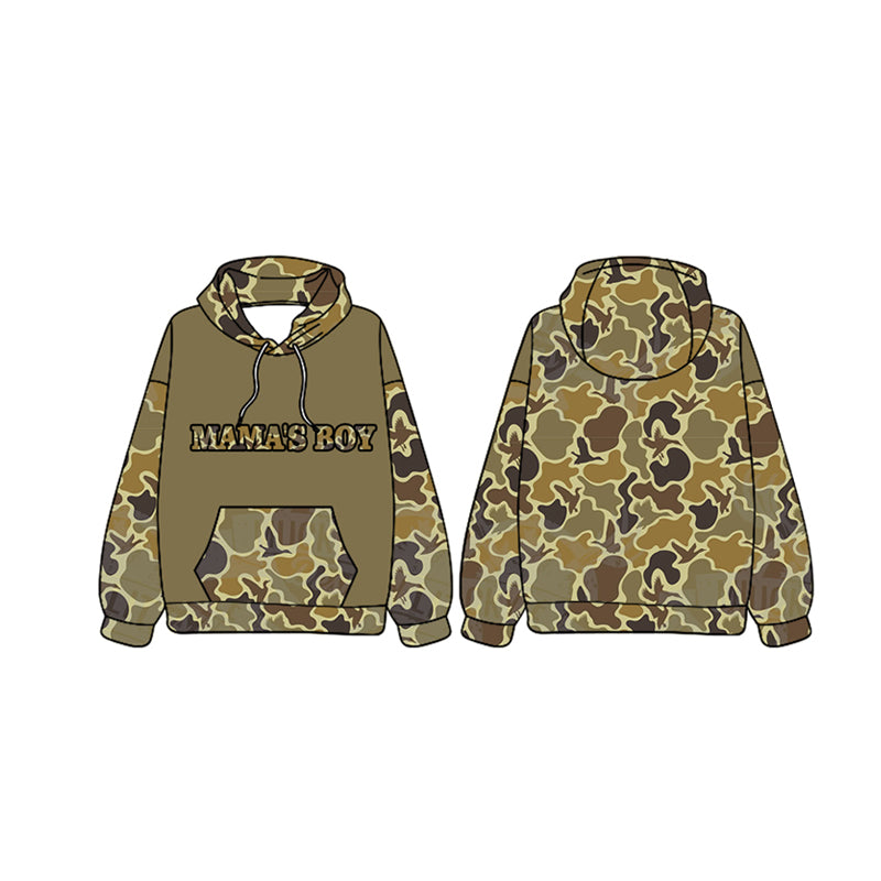 Baby Boys Mama's Boy Hunting Camo Ducks Hooded Tops preorder