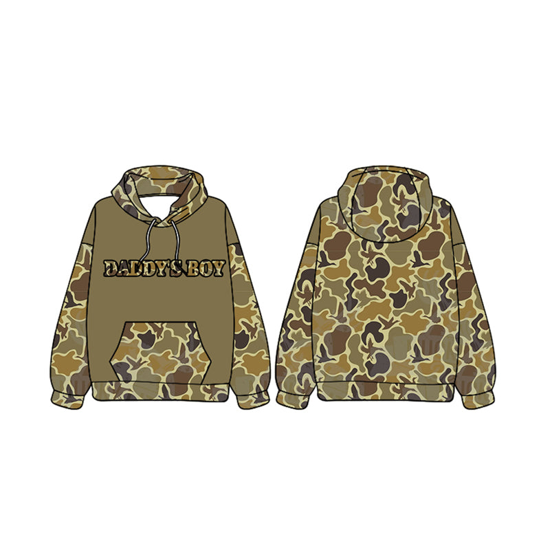 Baby Boys Daddy's Boy Hunting Camo Ducks Hooded Tops preorder