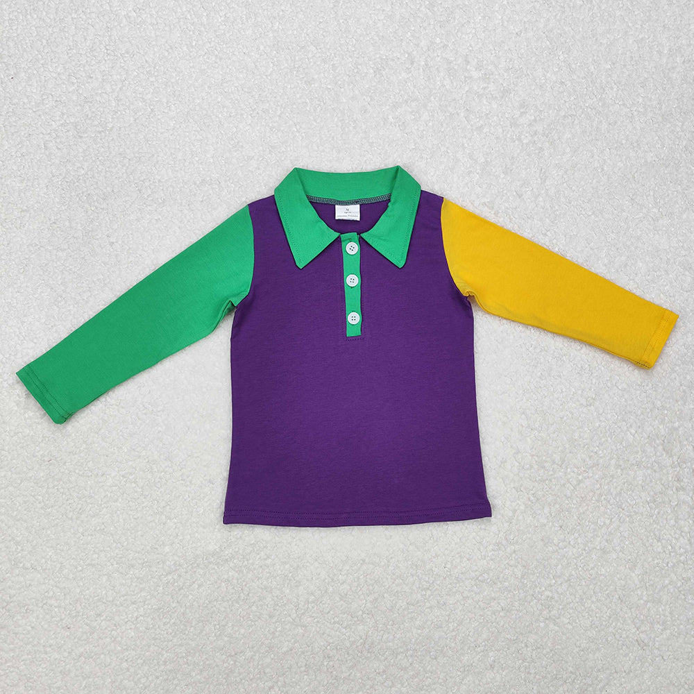 Baby Boys Mardi Gras Purple Buttons Tee Shirts Tops