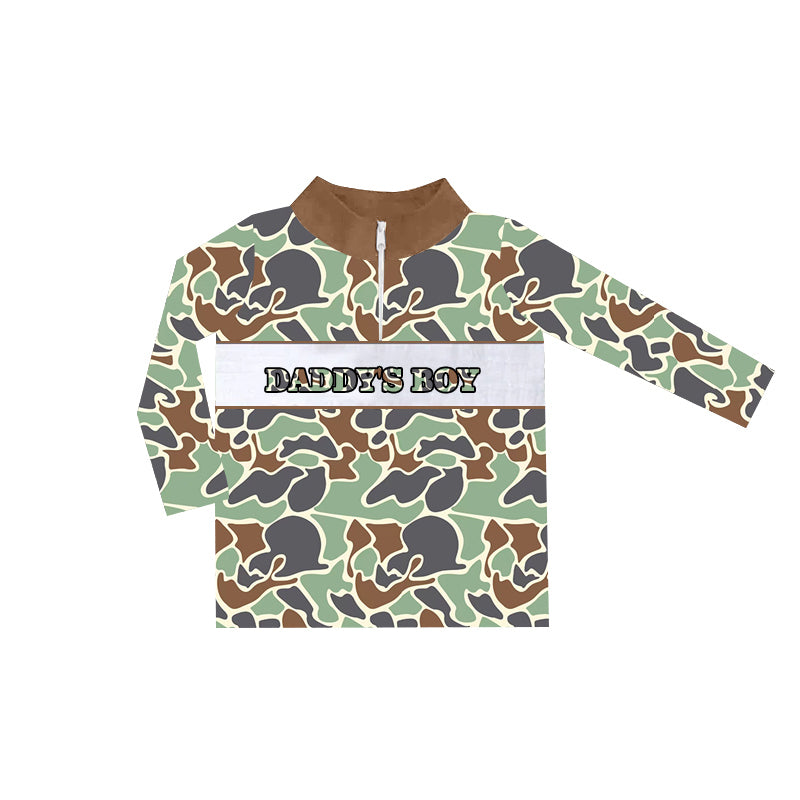 Baby Boys Daddy's Boy Light Green Camo Zip Tee Shirts Tops preorder