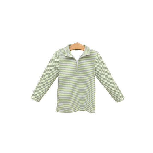 Baby Boys Green Stripes Zip Shirt Tops Preorder