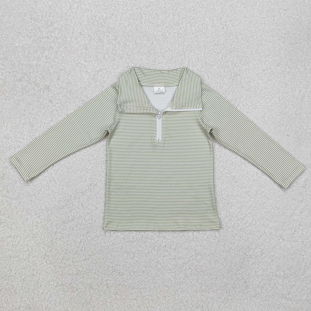 Baby Boys Green Stripes Zip Shirt Pullovers Tops