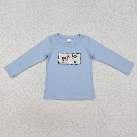 Baby Boys Blue Dog Duck Hunting Long Sleeve Tee Shirts Tops