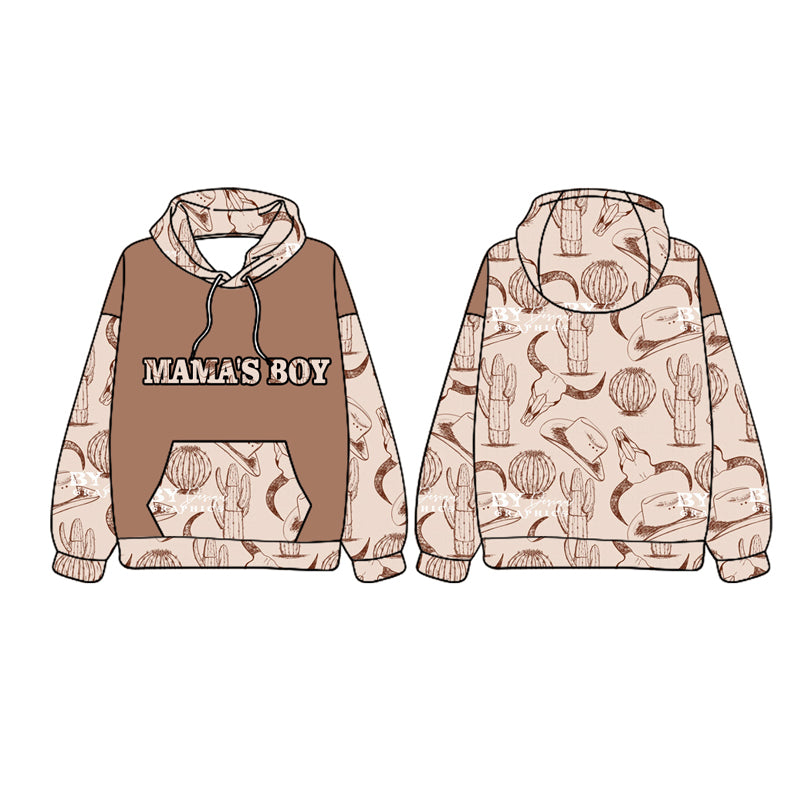 Baby Boys Mama's Boy Hooded Pocket Western Cows Tops Preorder