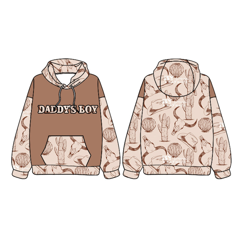 Baby Boys Daddy's Boy Hooded Pocket Western Cows Tops Preorder