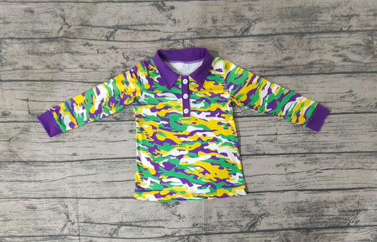 Baby Boys Mardi Gras Purple Camo Long Sleeve Tee Shirts Tops Preorder