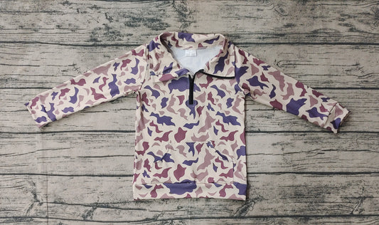 Baby Boys Grey Khaki Camo Zip Pocket Pullovers Tops