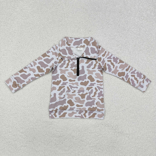 Baby Boys Khaki Camo Zip Pocket Pullovers Tops