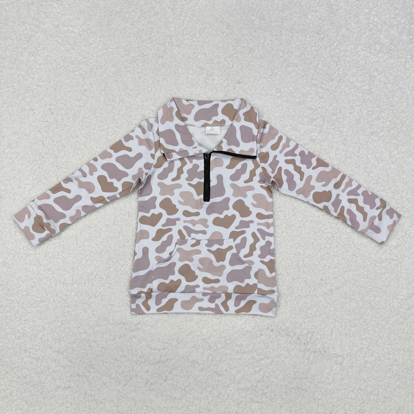 Sibling Baby Boys Long Sleeves Southern Camo Pocket Half Zipper Pullovers Top