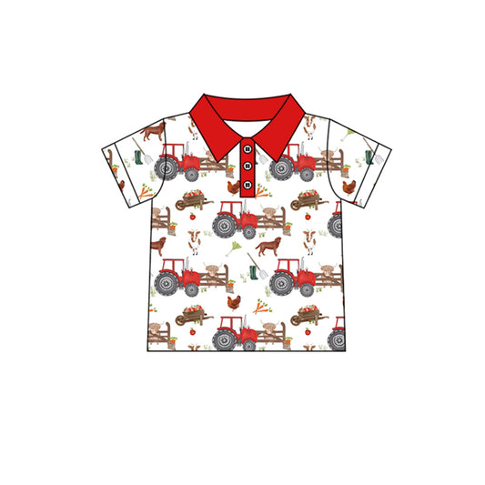 Baby Boys Farm Trucks Short Sleeve Tee Shirts Tops Preorder