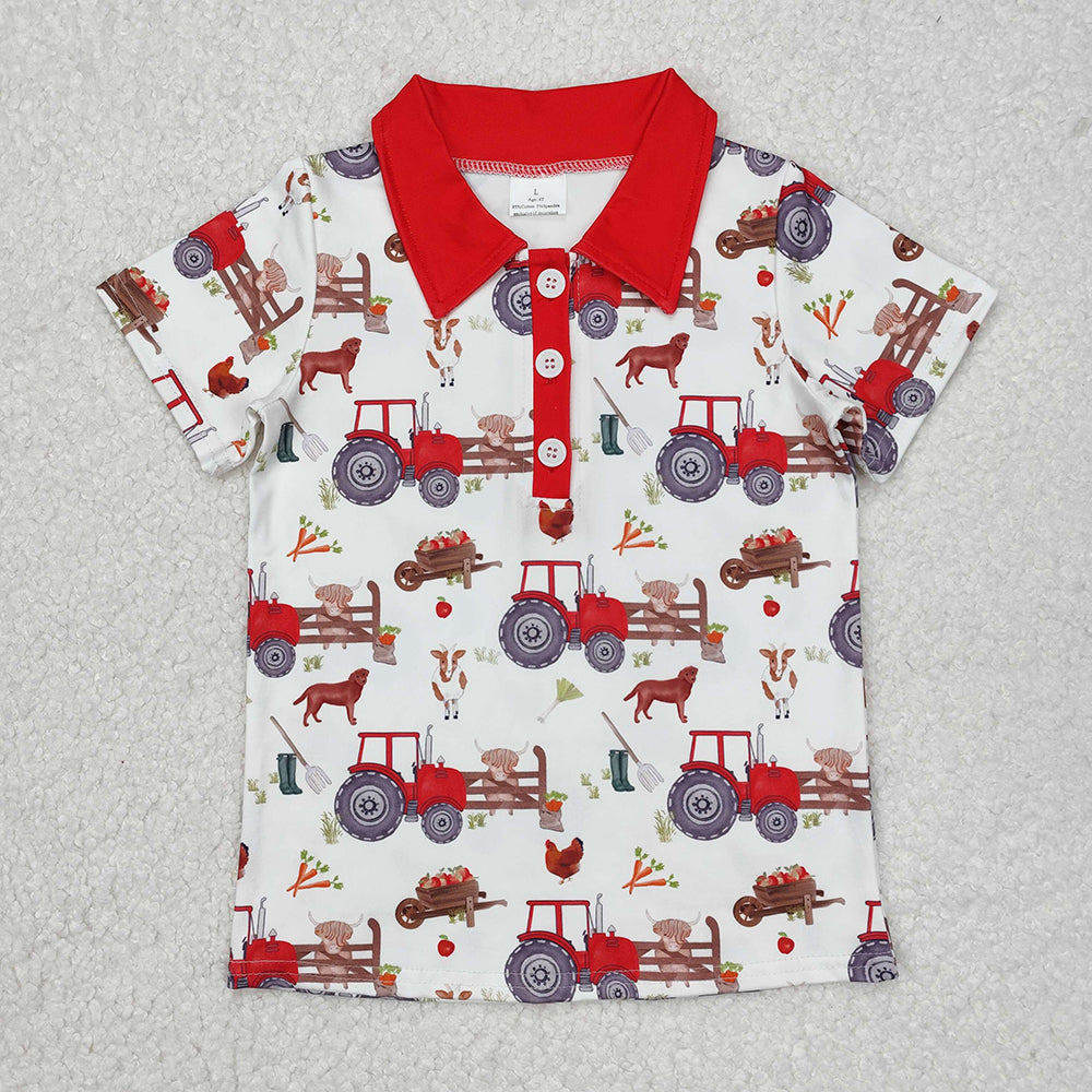 Baby Boys Farm Trucks Short Sleeve Tee Shirts Tops