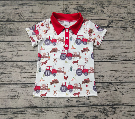 Baby Boys Farm Trucks Short Sleeve Tee Shirts Tops Preorder