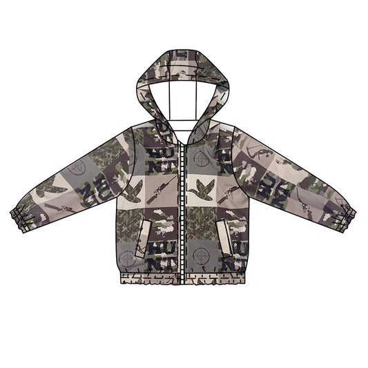 Baby Boys Ducks Hunting Zip Pocket Hooded Tops Preorder