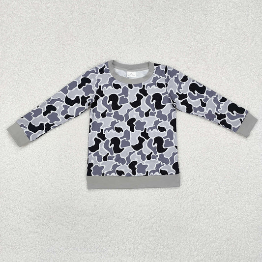 Baby Boys Grey Camouflage Long Sleeve Tee Shirts Tops