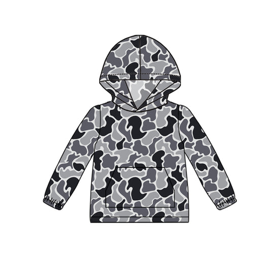 Baby Boys Grey Camouflage Hooded Pocket Long Sleeve Tops Preorder