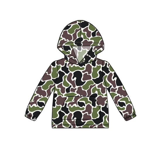 Baby Boys Green Camouflage Hooded Pocket Long Sleeve Tops Preorder