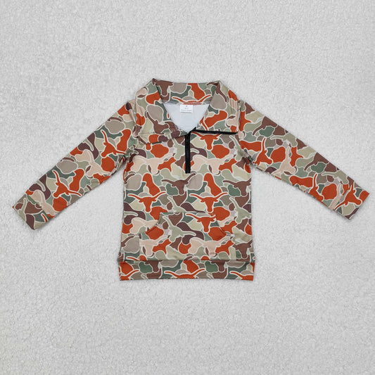 Sibling Baby Boys Long Sleeve Camo Ducks Cows Hunting Zip Pullovers Top