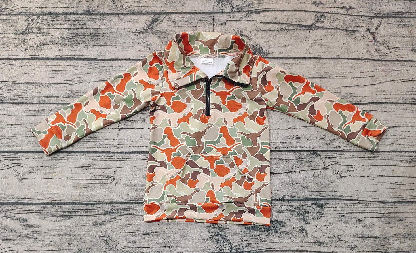 Baby Boys Camo Longhorn Long Sleeve Zip Pullovers Tops Preorder