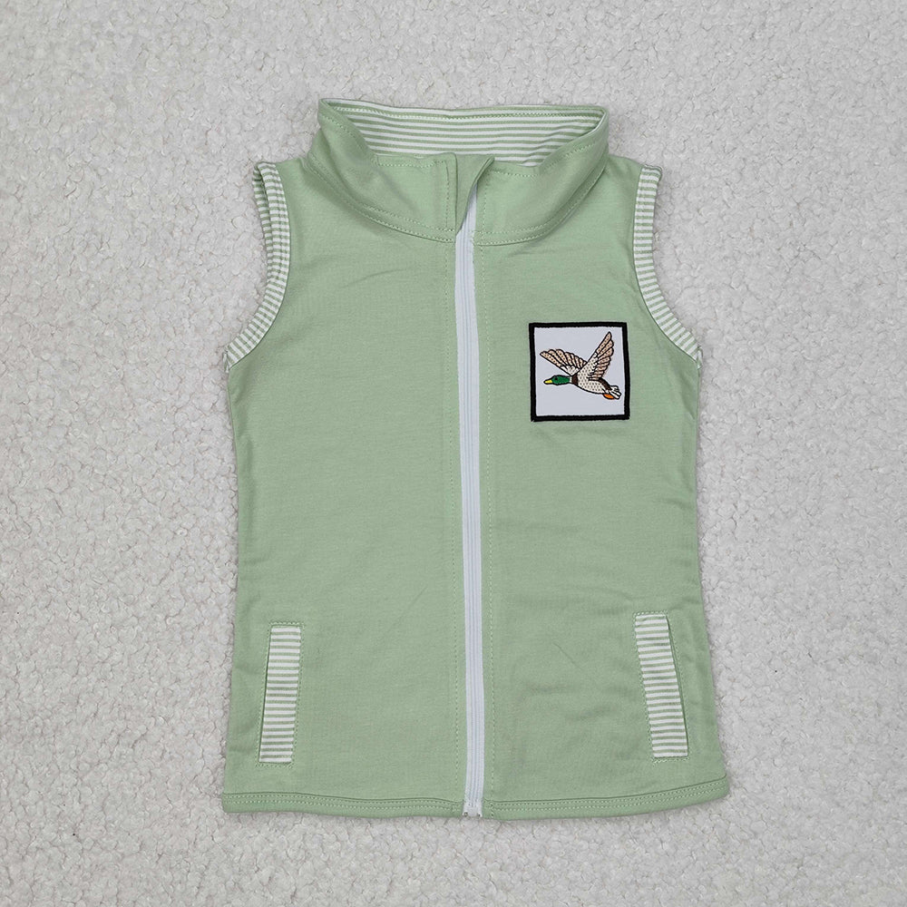 Baby Kids Green Duck Zip Pocket Vest Tops