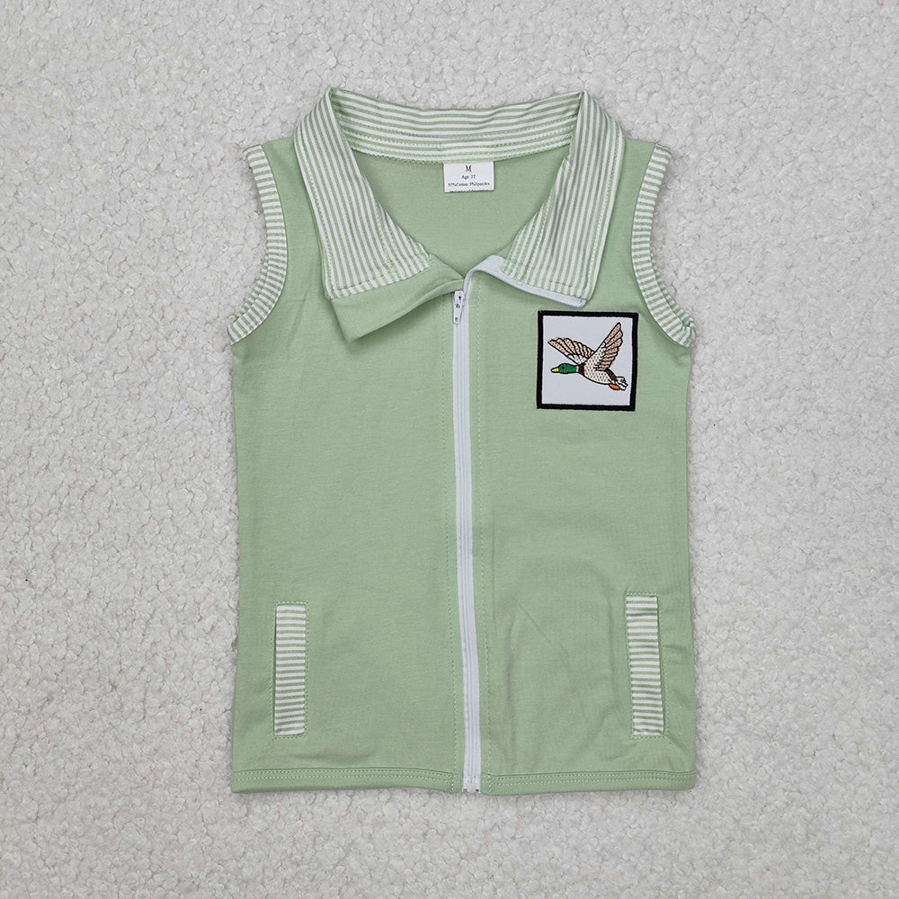 Baby Kids Green Duck Zip Pocket Vest Tops