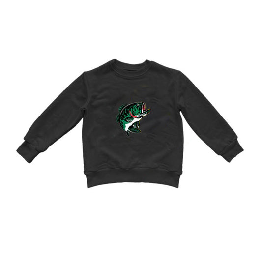 Baby Boys Black Fishing Long Sleeve Tee Shirts Tops Preorder