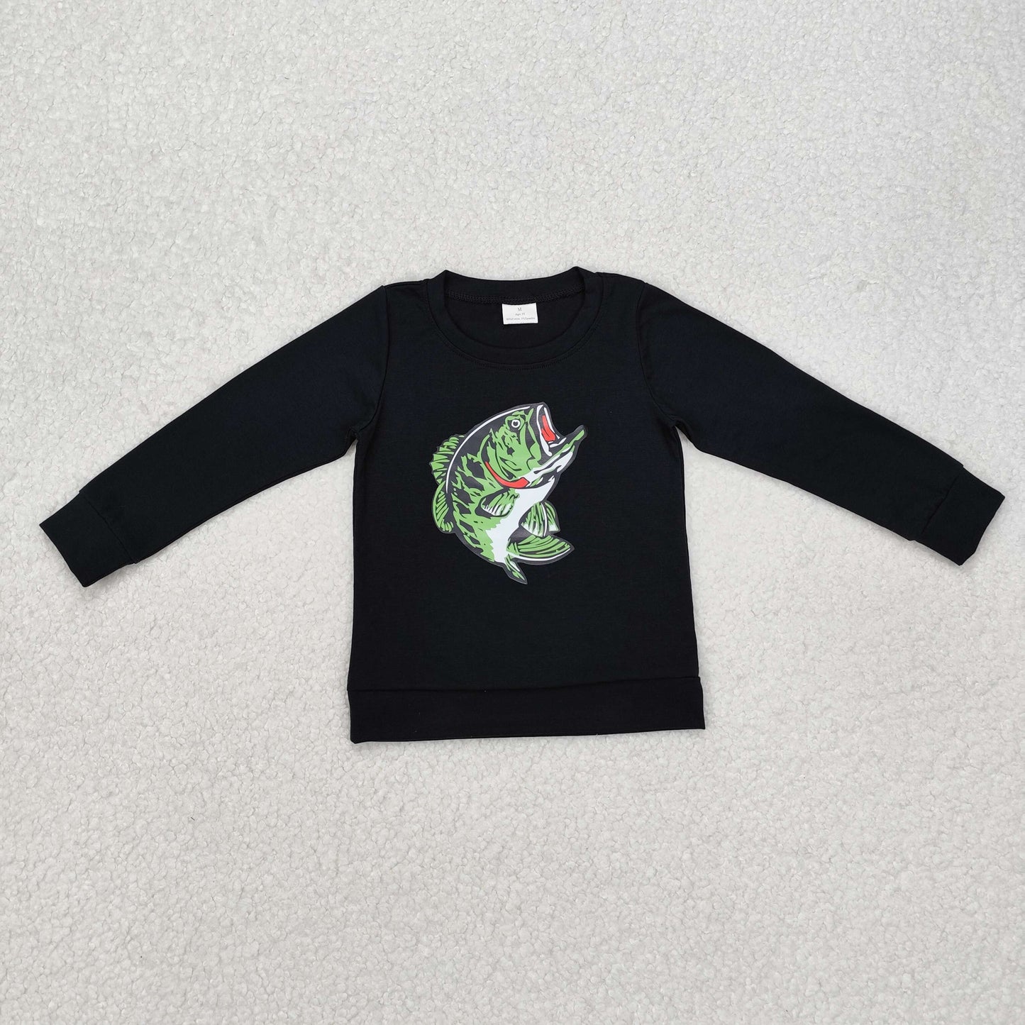 Sibling Baby Kids Black Pink Offset Fishing Long Sleeves Tee Shirts Tops