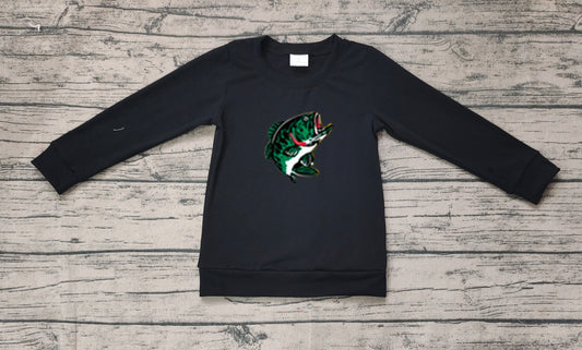 Baby Boys Black Fishing Long Sleeve Tee Shirts Tops Preorder