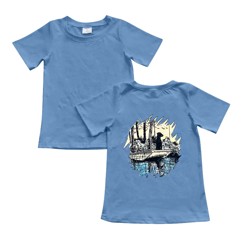 Baby Boys Blue Dog Fishing Hunting Tee Shirts Tops Preorder