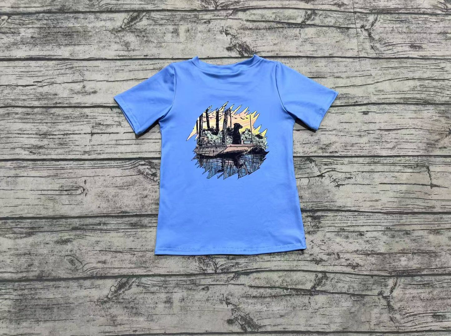 Baby Boys Blue Dog Fishing Hunting Tee Shirts Tops