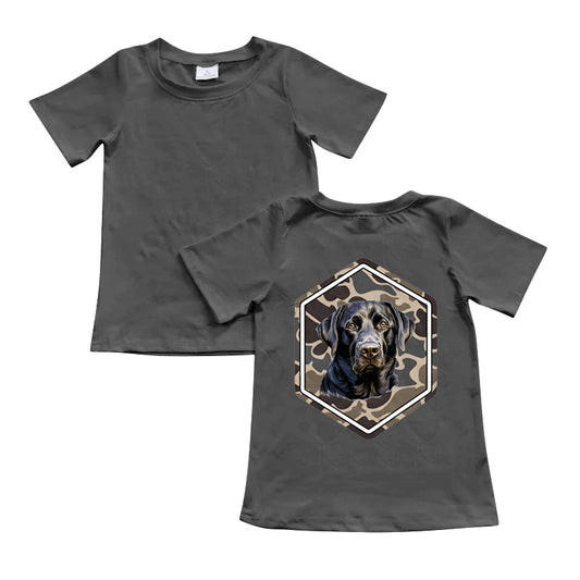 Baby Boys Grey Camo Dog Short Sleeve Tee Shirts Tops Preorder