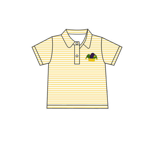 Baby Boys Mardi Gras Stripes Hats Short Sleeve Tee Pullovers Tops Preorder