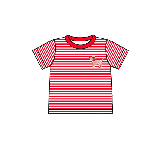 Baby Boys Red Stripes Dog Tee Shirts Tops Preorder