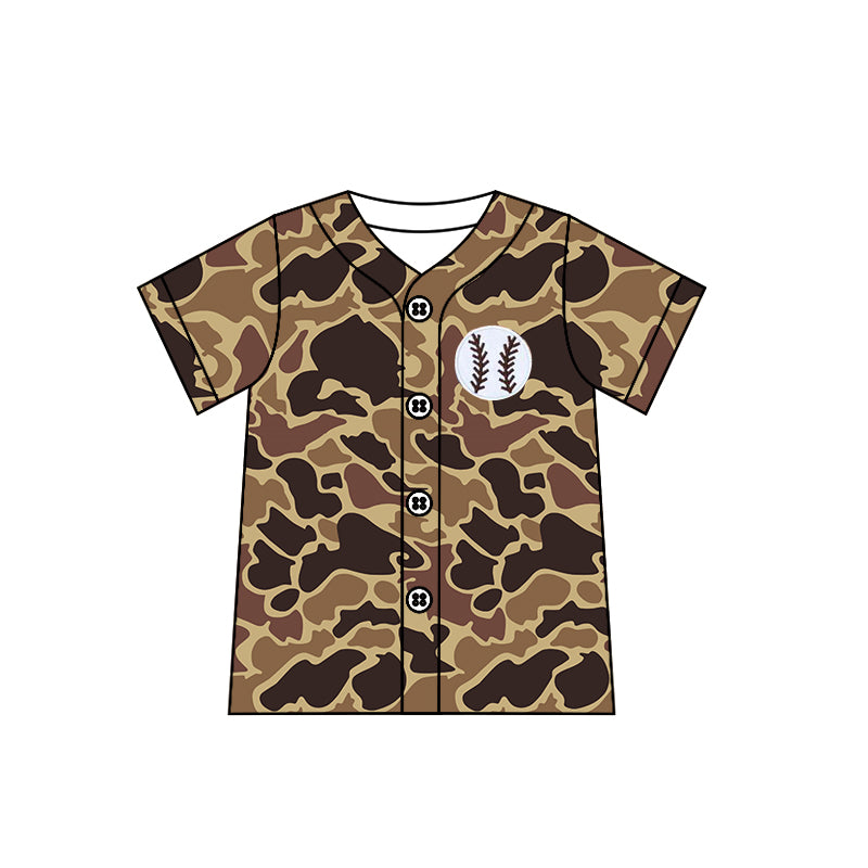 Baby Boys Brown Camo Baseball Short Sleeve Tee Shirts Tops Preorder